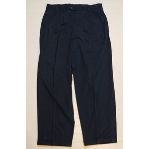 Honors Mens Navy Blue Pleated Cuffed Trousers Dress Pants 34x29 (Tag 36x29)